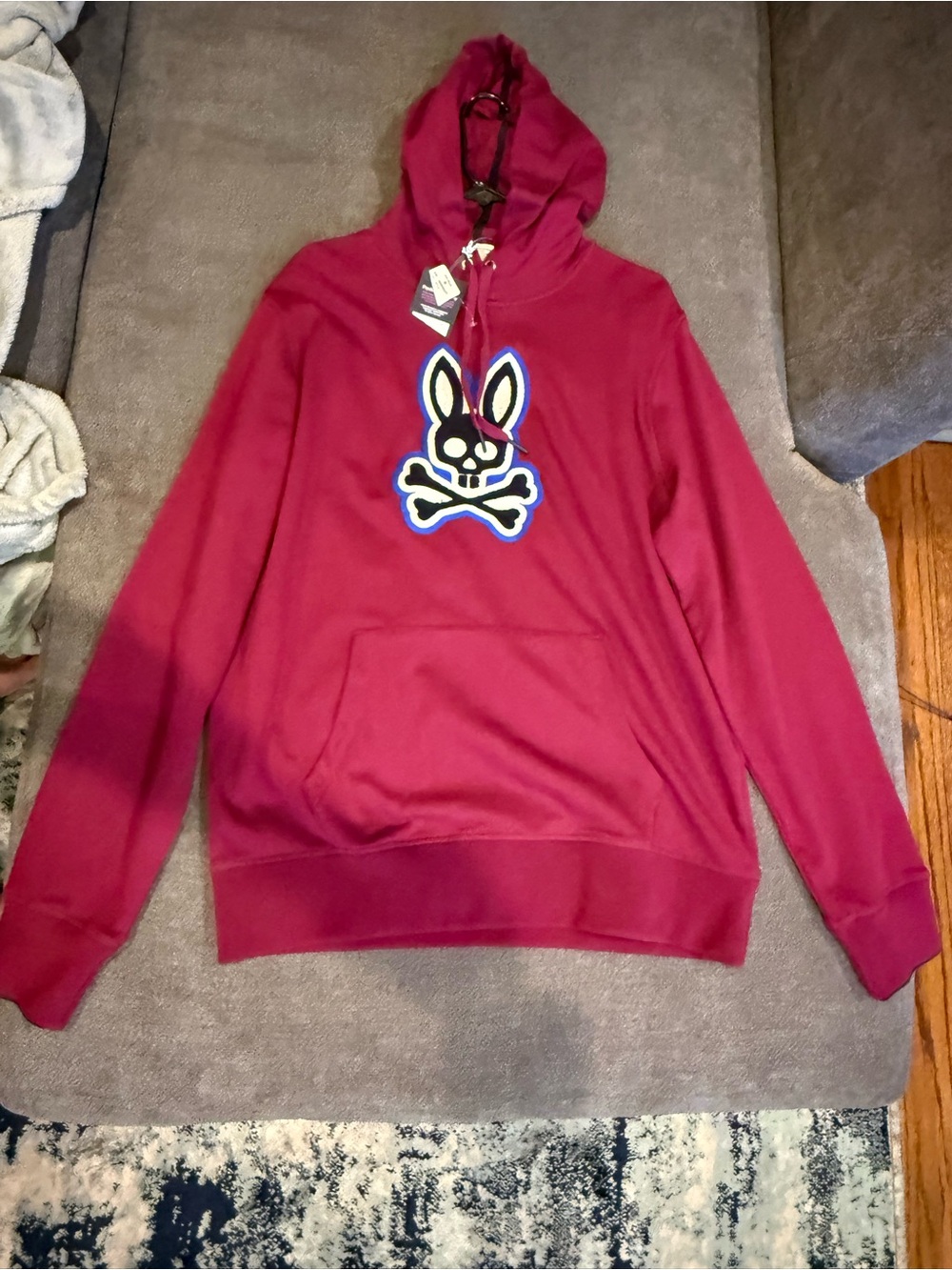 Psycho Bunny Pacific Chenille Hoodie Large Crimson NWT $148
